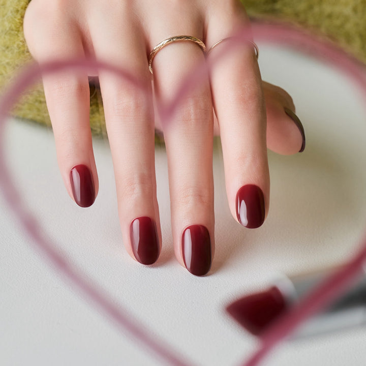 New Magic Press Nails (Mani)  - Classic Burgundy (Oval)