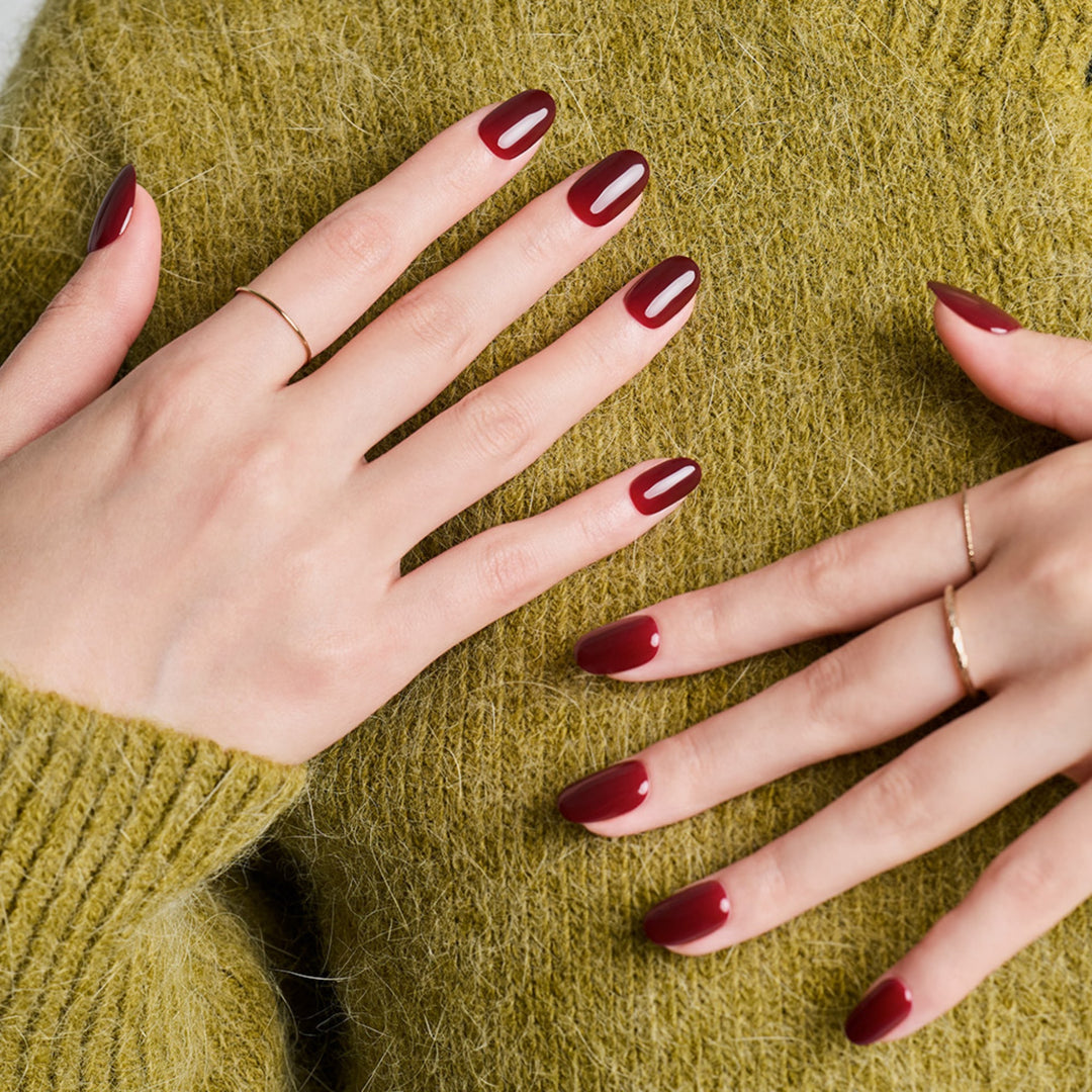 New Magic Press Nails (Mani)  - Classic Burgundy (Oval)